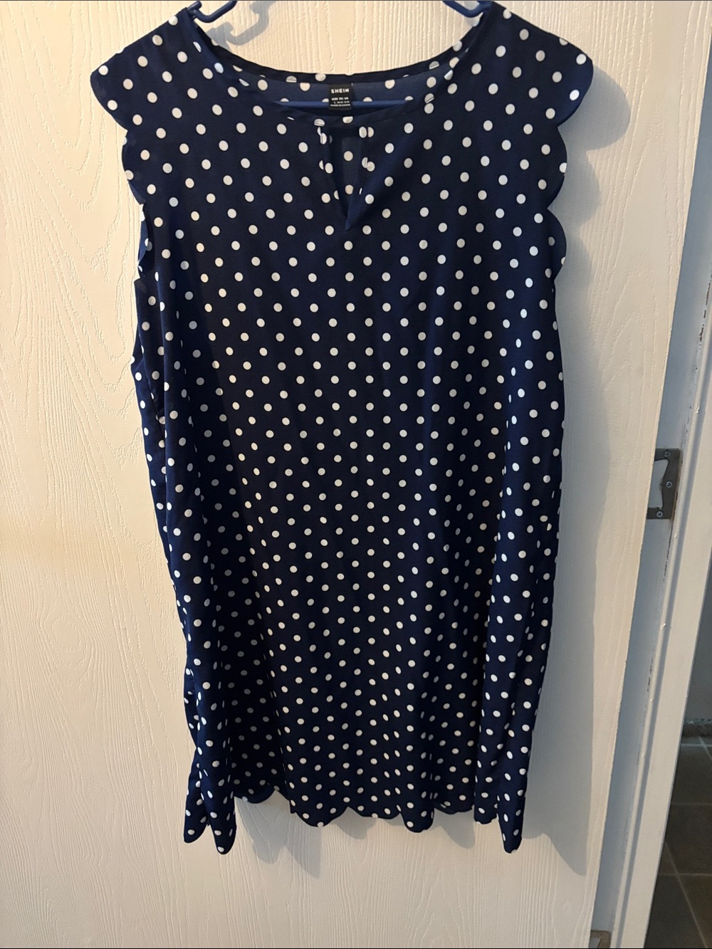 SHEIN Navy Polka Dot Midi Dress